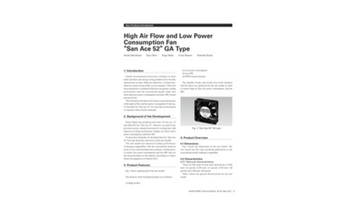 Hoge luchtstroom en lage stroomverbruik ventilator  San Ace 52  GA Type