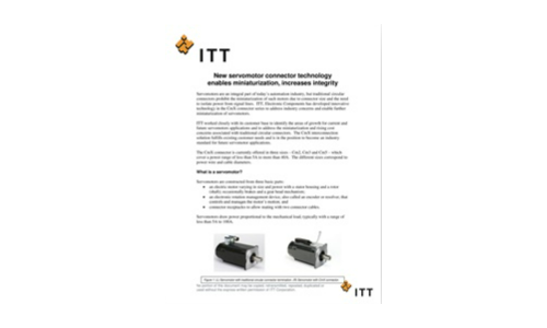 Nieuwe servomotorische connectortechnologie maakt miniaturisatie mogelijk toenemende integriteit